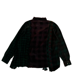 Needles Rebuild Flannel Shirt WIDE Over dye Green 01