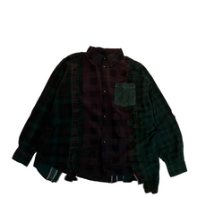 Load image into Gallery viewer, Needles Rebuild Flannel Shirt WIDE Over dye Green 01
