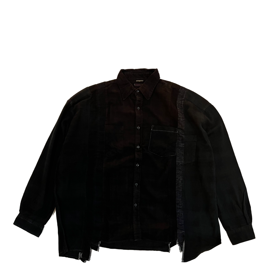Needles Rebuild Flannel Shirt WIDE Over dye Black 02