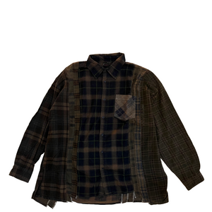 Needles Rebuild Flannel Shirt WIDE Over dye Brown 02