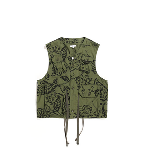 Engineered Garments Olive Floral Print C-1 Vest