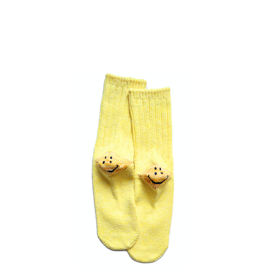 Kapital 56 Yarns 3x1 Rib HEEL SMILE Socks Yellow